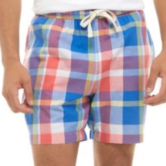 Men's size large drawstring shorts, Madras plaid, 5.5" inseam - Picture 4 of 6